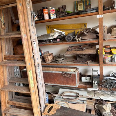 Sale Photo Thumbnail #132: Vintage Tools, Fan, Ladders, misc.