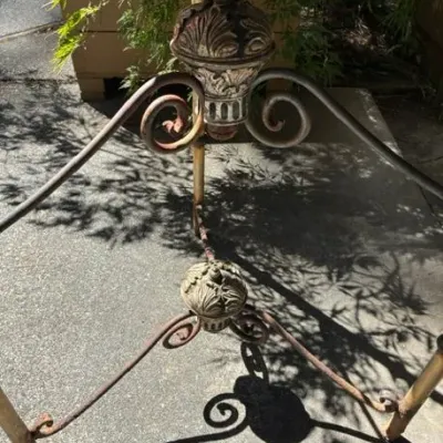 Sale Photo Thumbnail #187: Was outdoors, used as yard art. Rusty, missing two knobs at top.
Measures 75 inches high and 24 inches in diameter.