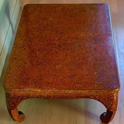 Sale Photo Thumbnail #124: Purchased from Kodo Arts in Nevada City
Measures 12 inches high, 36 inches wide and 24 inches deep.
Small chip on edge and crack on top; crack is not too noticeable unless it is looked at closely.