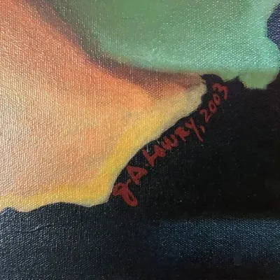 Sale Photo Thumbnail #61: Judith Lowry is a Native American artist. Based in Northern California, she is Maidu and Achomawi and enrolled in the Pit River Tribe. Lowry primarily works in acrylics on canvas. Lowry's paintings have been exhibited at the Crocker Art Museum in Sacramen