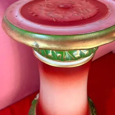 Sale Photo Thumbnail #80: Measures 22 inches high and 14 inches in diameter.
Small chip at top edge (see photo).