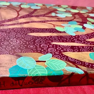 Sale Photo Thumbnail #89: Acrylic on wood panel.
Measures 17 inches high and 16 inches wide.