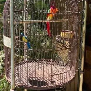 Sale Photo Thumbnail #188: Was outdoors, used as yard art. Rusty, missing two knobs at top.
Measures 75 inches high and 24 inches in diameter.