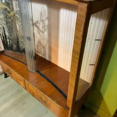 Sale Photo Thumbnail #158: Measures 42 inches high, 42 inches wide and 12 inches deep.
Several scratches on wood.
No shelves.