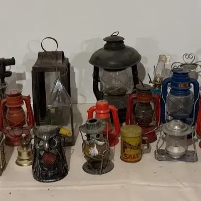 Collection of Vintage and Antique Kerosene Lanterns, Oil Lamps