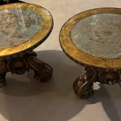 Vintage Italian Baroque-Style Carved Wood and Gilt Accent Tables