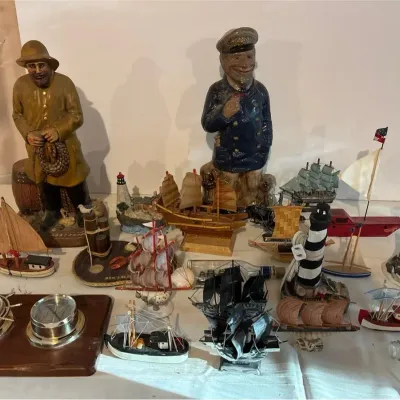 Collection of Nautical-Themed Tabletop Decor and Figurines