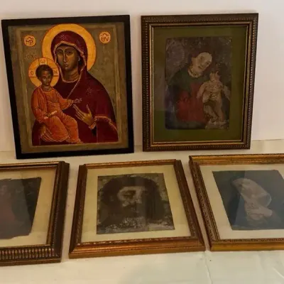 Collection of Framed Christian Religious Art and Icons