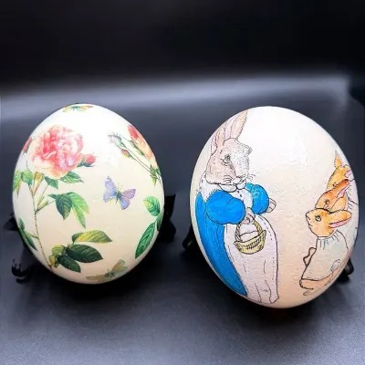 Large Decorative Eggs Featuring A Hand-Painted “Tale Of Peter Rabbit” Themed Egg By S Jeanne