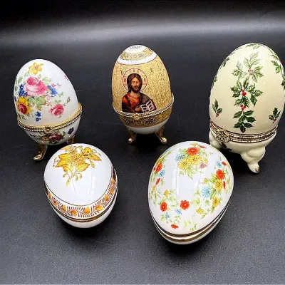 Egg Shaped Trinket Boxes