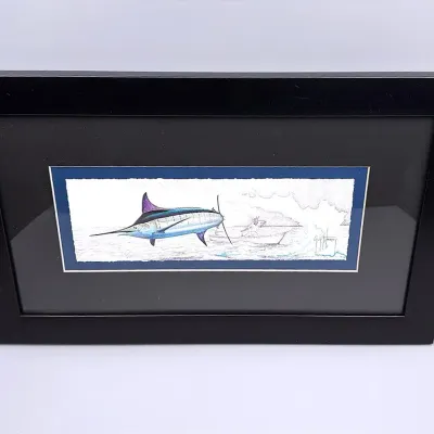 Mixed Media Guy Harvey Piece Blue Marlin Inspired By “The Old Man And The Sea”
