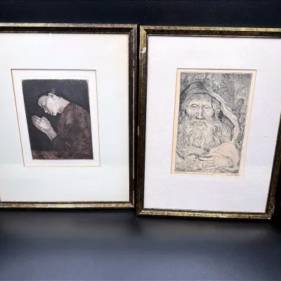 “Prayer” Etching By K. Kollwitz & “Portrait Of An Old Man” Marked Artist Proof 