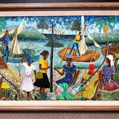 Gesner Abelard Original Oil Painting “Retour De Peche” (Return From Fishing)