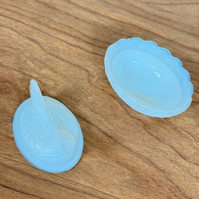 LOT 37F: Vintage Mini Hens on Nests: Clear Glass w Hearts, Amber Glass & Milk Glass
