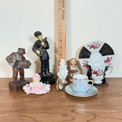LOT 28F: Vintage Figurines from Japan, Lustreware Teacup & Saucer & More