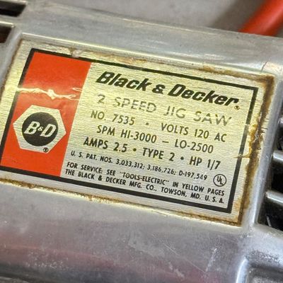 LOT 91G: Black & Decker 2 Speed Jig Saw No 7535