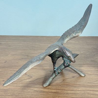LOT 56F: Vintage Brass & Wooden Eagle Sculptures