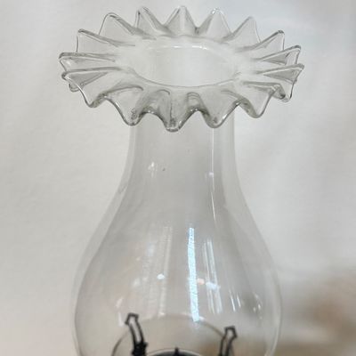 LOT 21F: Pair of Vintage Glass Hurricane Oil Lamps