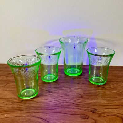LOT 129F: Four Vintage Uranium Glasses