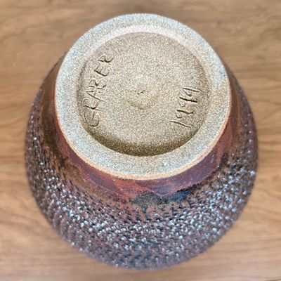 LOT 2F: 1994 Signed Textured Hand Made Studio Pottery Vase (10.5")