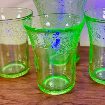 LOT 129F: Four Vintage Uranium Glasses
