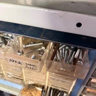 LOT 85G: Vintage Hardware Container w Hardware Contents