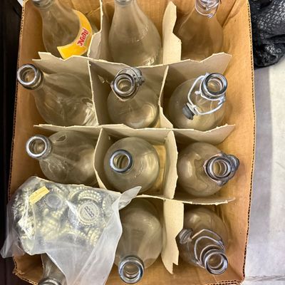 LOT 114G: Vintage Red Bottle Capper, Dozen Glass Bottles & Caps