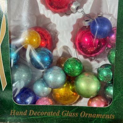 LOT 147F: Vintage Celluloid Santa Head & Vintage Glass Christmas Ornaments: Shiny Brite & More