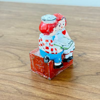LOT 166F: Vintage Painted Cast Iron Mini Raggedy Ann & Andy
