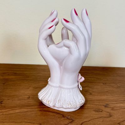 LOT 38F: Vintage Lefton China Lady Hand Vase & Glamour Girl Lady Head Planter