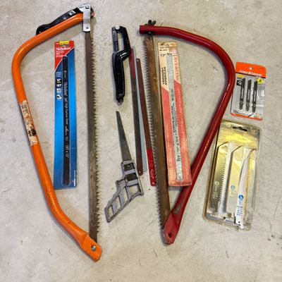 LOT 101G: Vintage Bow Saws, Box Saw & Replacement Blades