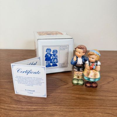 LOT 11F: Pair of Vintage Goebel Hummel Figurines w Boxes: 214/E We Congratulate & 73 Little Helper