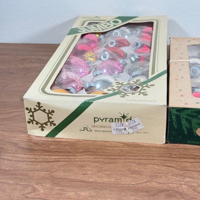 LOT 145F: Vintage Glass Christmas Ornaments: Pyramid, Shiny Brite & More