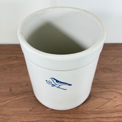 LOT 154F: Vintage Burley Pottery/Clay Cobalt Bluebird Stoneware Crock