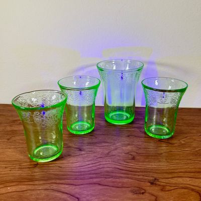 LOT 129F: Four Vintage Uranium Glasses