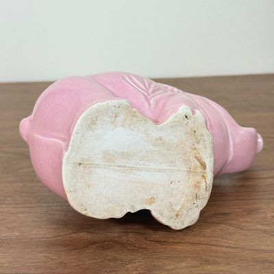 LOT 13F: Vintage Anchor Hocking Glass Bear Coin Bank & MCM Pink Elephant Planter