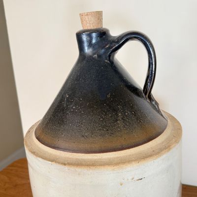 LOT 30F: Vintage 5-gallon Two-Tone Stoneware Whiskey/Moonshine Jug