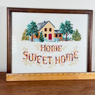 LOT 152F: Vintage Home Sweet Home Cross Stitch