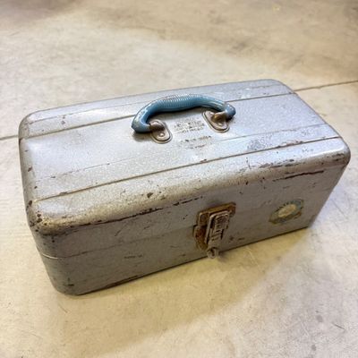 LOT 105G: Vintage Watertite Metal Toolbox w Contents