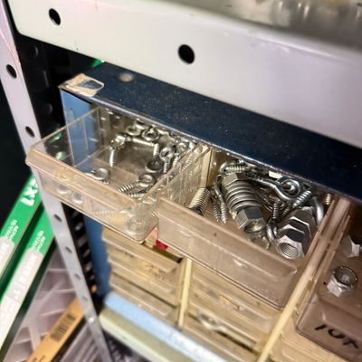 LOT 85G: Vintage Hardware Container w Hardware Contents