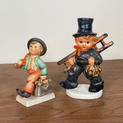 LOT 8F: Vintage Goebel Hummel Figurines: 11 2/0 Merry Wanderer & KF40 Chimney Sweep