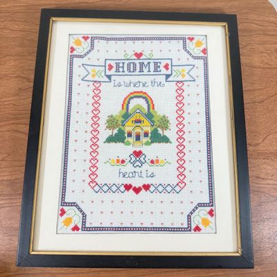 LOT 153F: Vintage Home is Where the Heart Is Crafted Wall Art