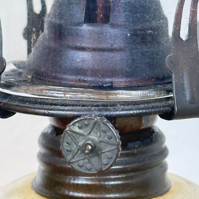 LOT 21F: Pair of Vintage Glass Hurricane Oil Lamps