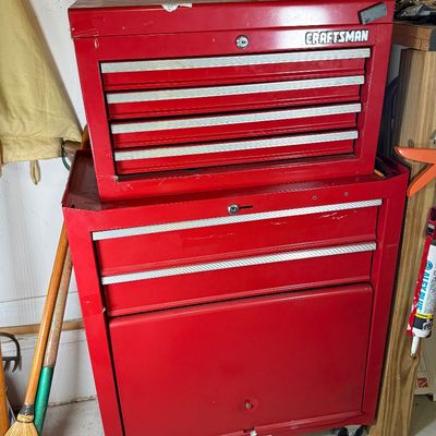 LOT 82G: Craftsman Red Toolbox Cart w Contents
