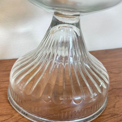 LOT 21F: Pair of Vintage Glass Hurricane Oil Lamps
