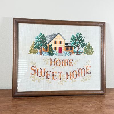 LOT 152F: Vintage Home Sweet Home Cross Stitch