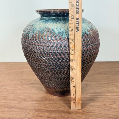 LOT 2F: 1994 Signed Textured Hand Made Studio Pottery Vase (10.5")