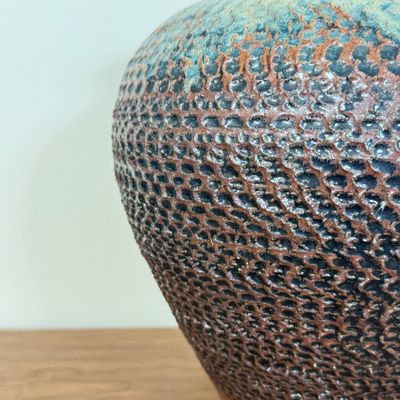 LOT 2F: 1994 Signed Textured Hand Made Studio Pottery Vase (10.5")