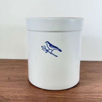 LOT 154F: Vintage Burley Pottery/Clay Cobalt Bluebird Stoneware Crock