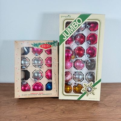 LOT 145F: Vintage Glass Christmas Ornaments: Pyramid, Shiny Brite & More